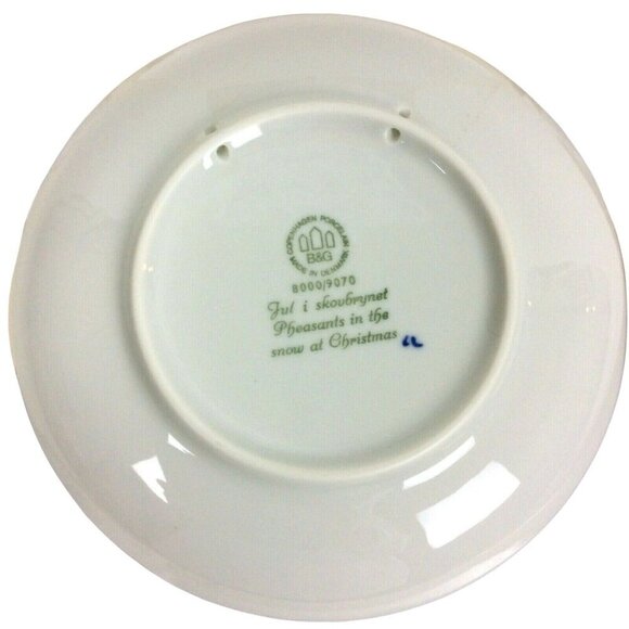 Bing & Grondahl 1970 Christmas Plate Blue Pheasants In Snow Copenhagen Porcelain - Picture 4 of 5